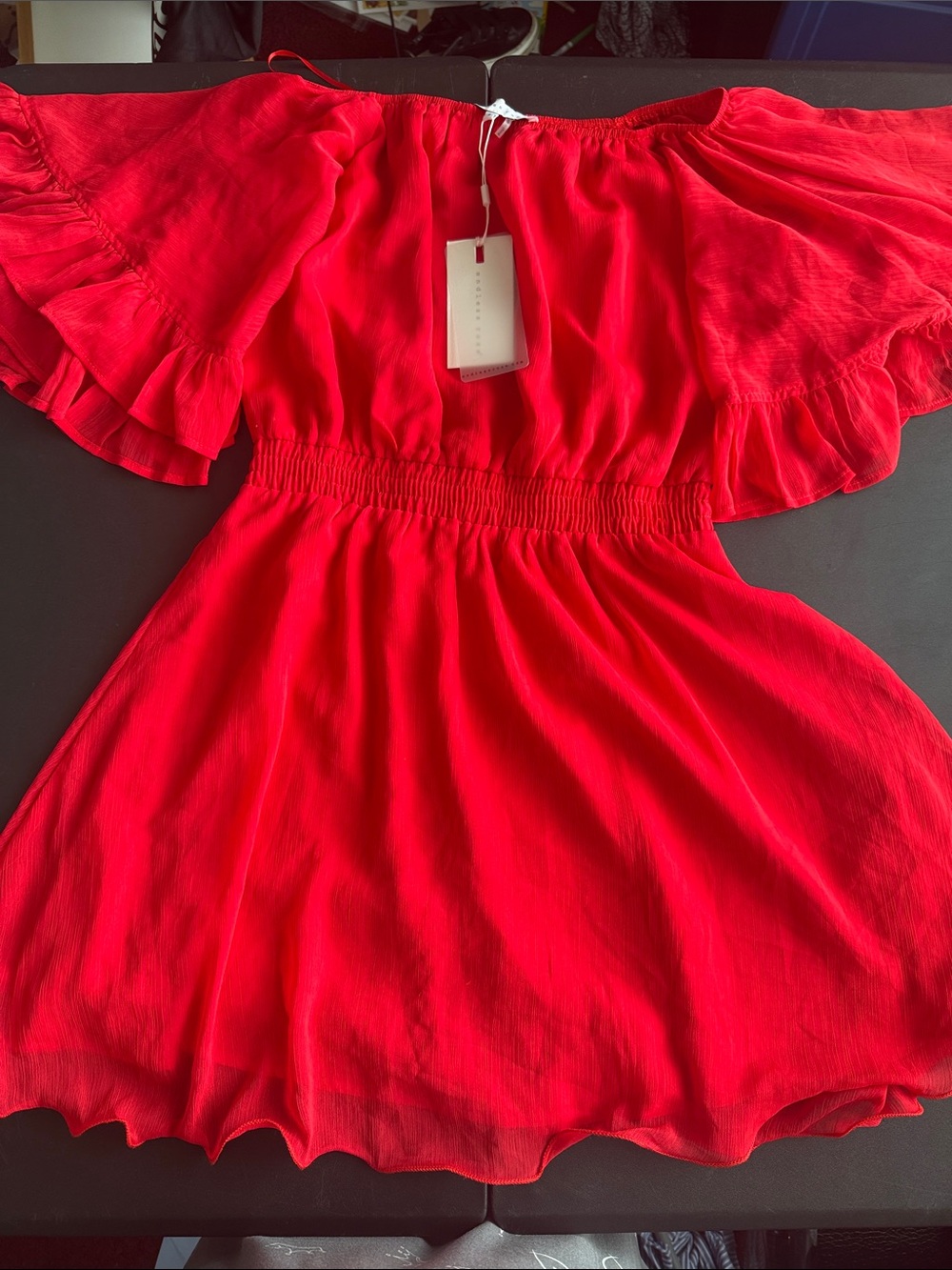 Endless Rose Red Off-Shoulder Ruffle Casual Dress
